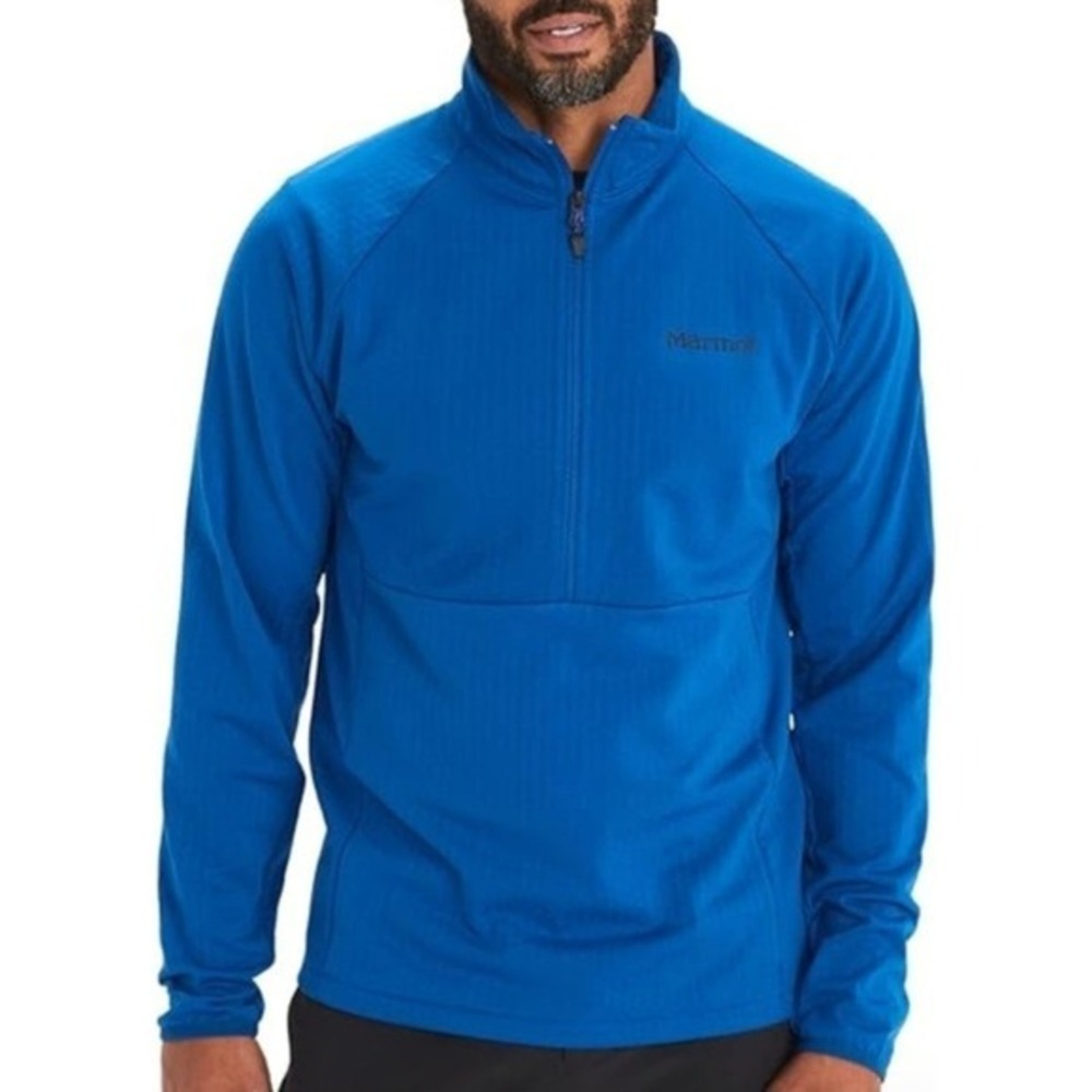 Marmot Leconte Fleece Pullover Size XL Blue 1/2 Zip Grid Stretch Gorpcore Hiking